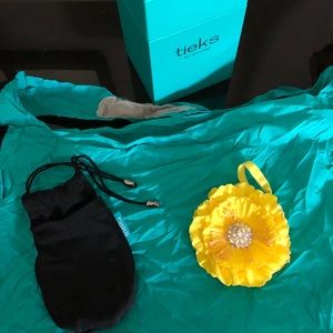 Tieks box and accessories. Yellow flower.